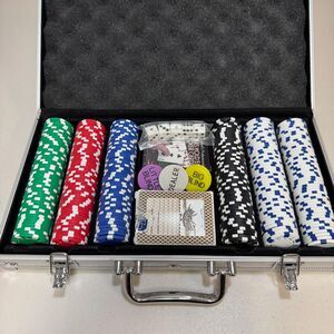 Poker Chip Set Casino Aluminum Case Card Deck Texas Holdem Blackjack Dice Button
